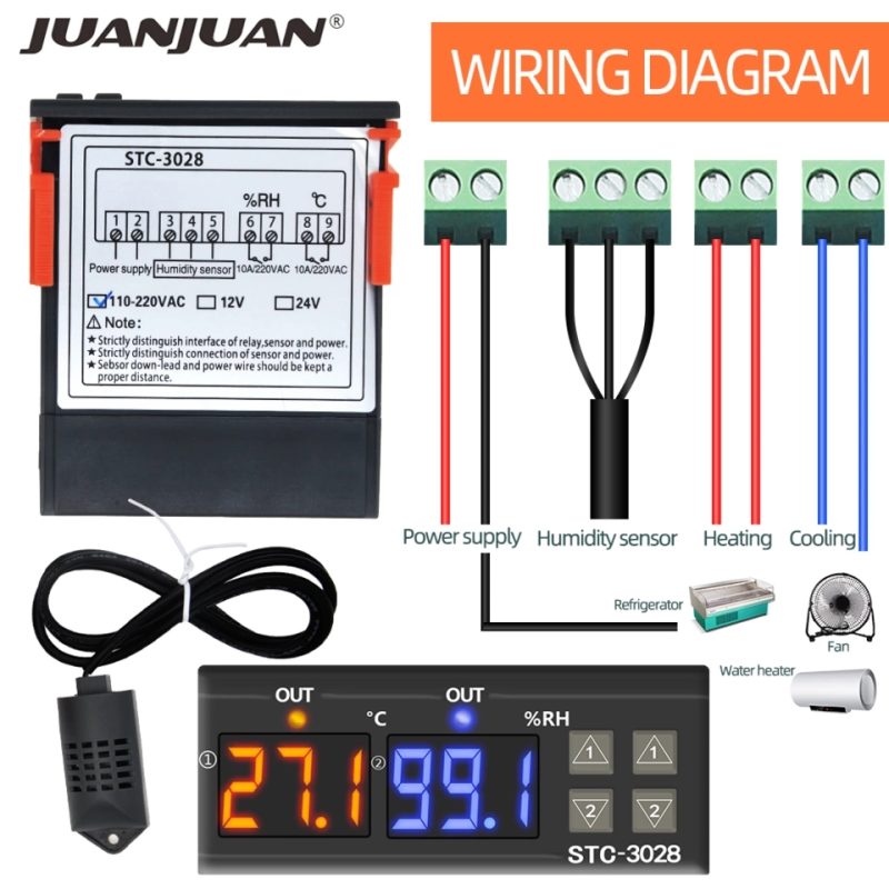 STC3028 Dual Display Temperature Humidity Controller For Egg Incubator - Image 3
