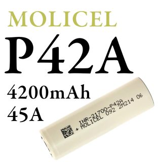 MOLICEL P42A 45A 4200mah Flat Top 21700 BATTERY