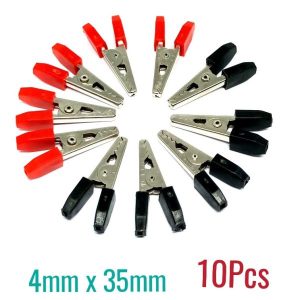 Crocodile clips for Electronics work Red and Black – 10pcs