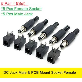 5Pair PCB Mount Female Socket & 5V 12V 24V DC Jack Male