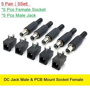 5Pair PCB Mount Female Socket & 5V 12V 24V DC Jack Male