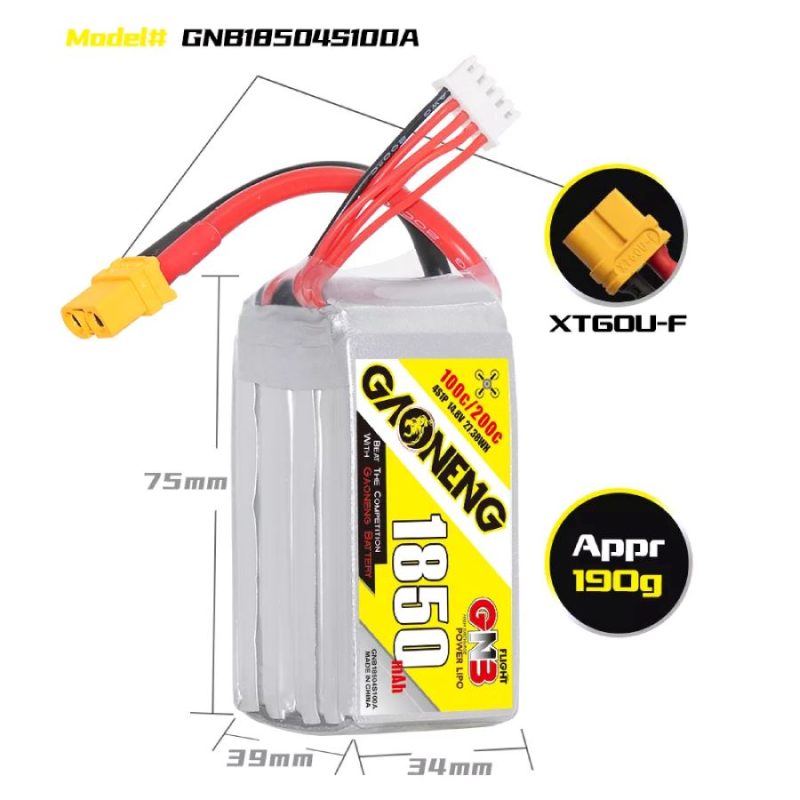 GNB 1850mAh 4S 14.8V 100C LiPo Battery - Image 3