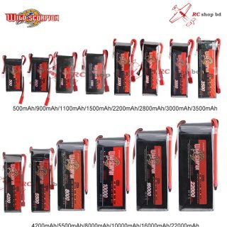 Wild scorpion 11.1V 3S lipo Battery 500mah 900mah 1100mah 1550mah 2200mah 3000mah 3500mah 4200mah 5500mah